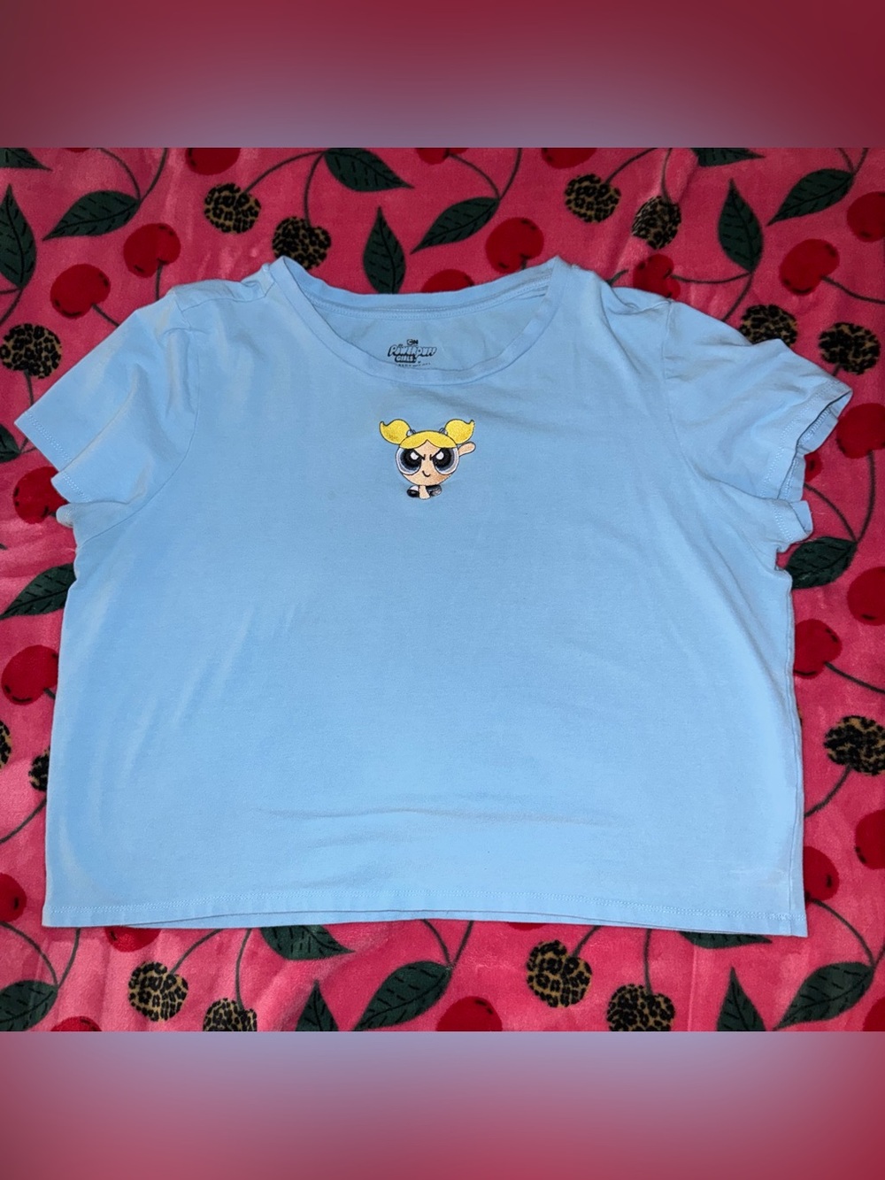 The Powerpuff Girls Bubbles Baby Tee Light Blue Size 1X Preowned